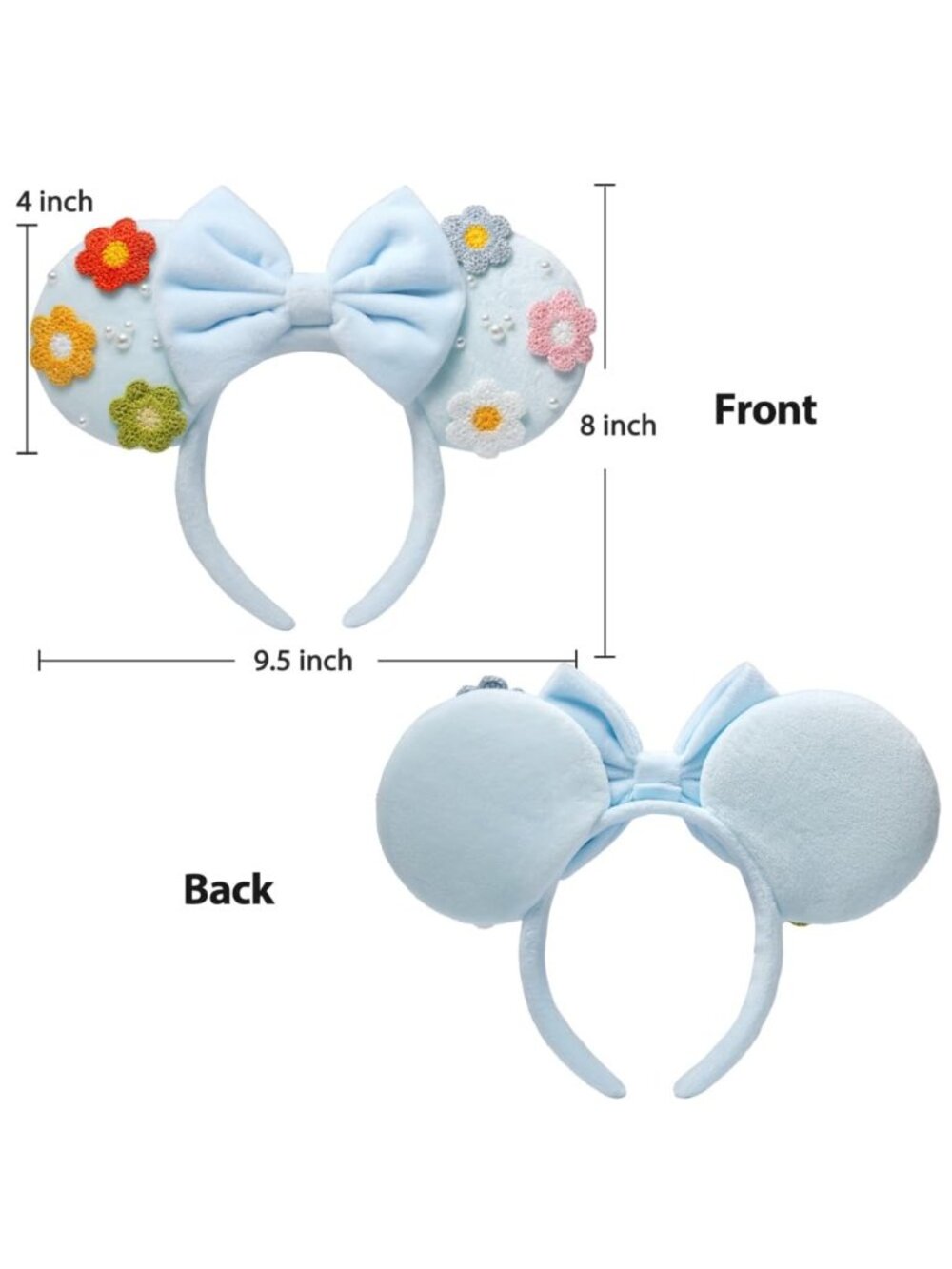 Women Baby Blue Polka Dots Festive Shiny Bow Sequin Mickey Mouse Headband - Picture 6 of 6
